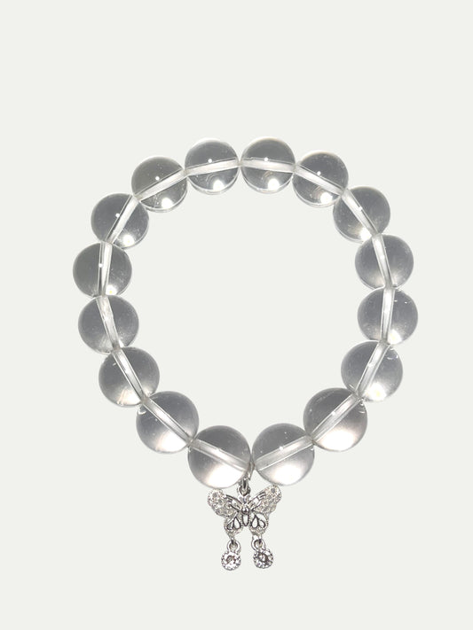 Silver Butterfly White Crystal Bracelet