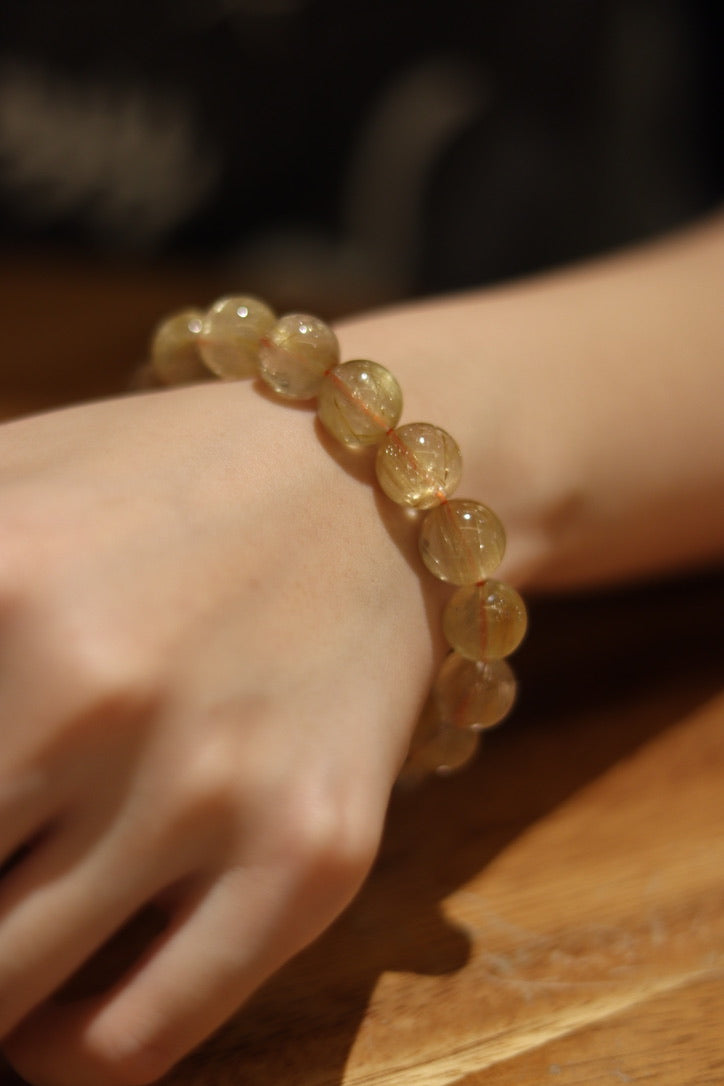 Plain Golden Rutilated Quartz Bracelet