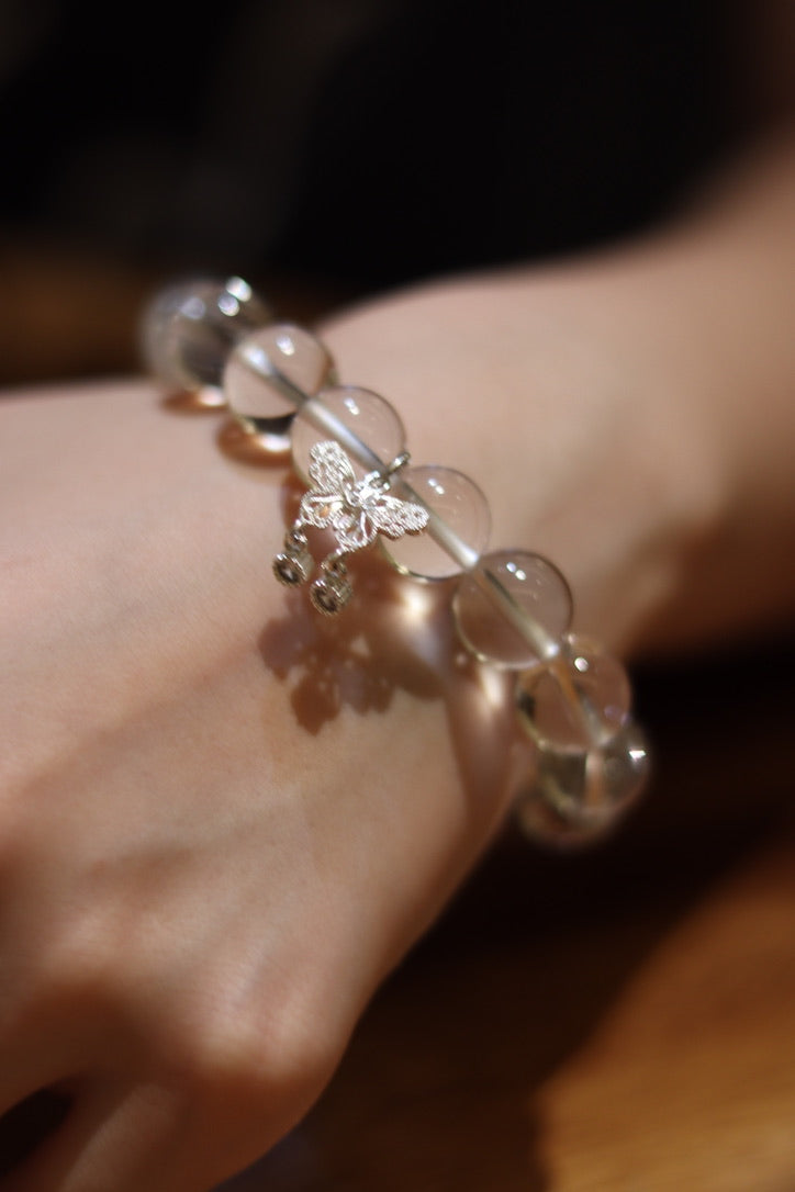 Silver Butterfly White Crystal Bracelet