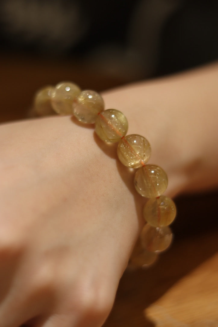 Plain Golden Rutilated Quartz Bracelet