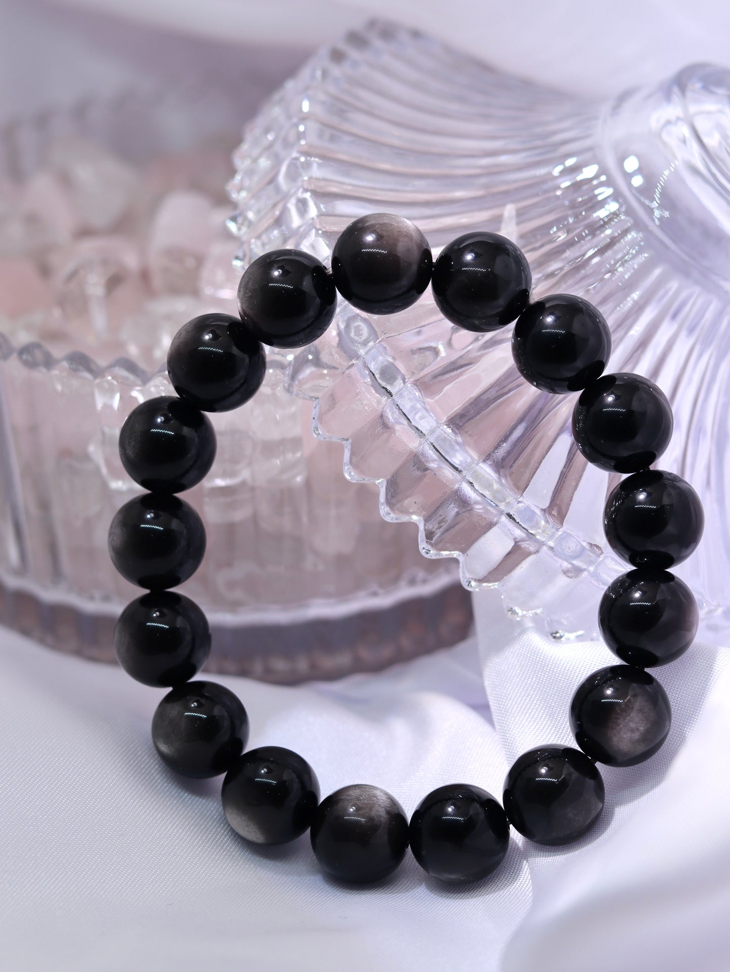 Silver Sheen Obsidian Bracelet