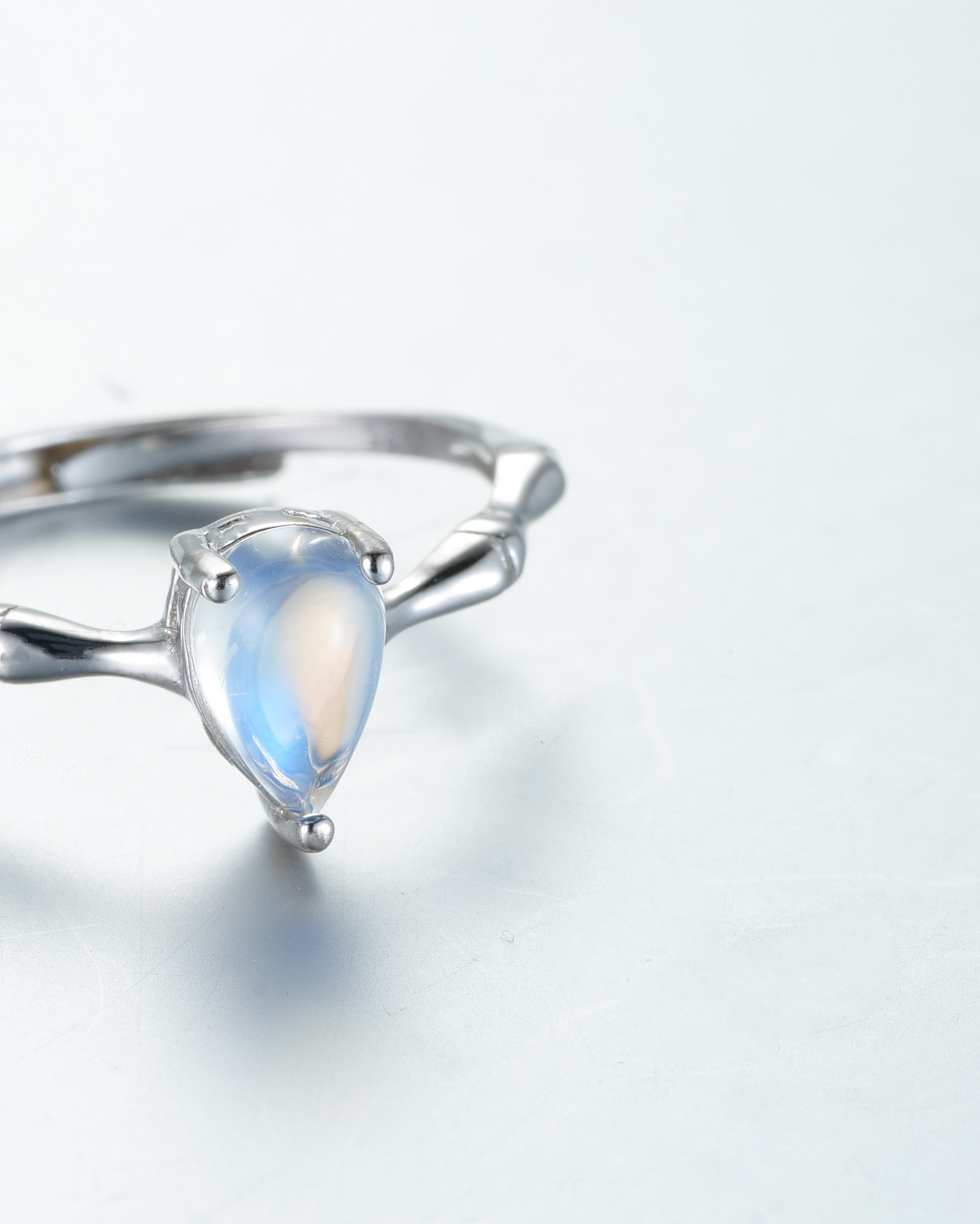 Moonstone Silver Branch Ring