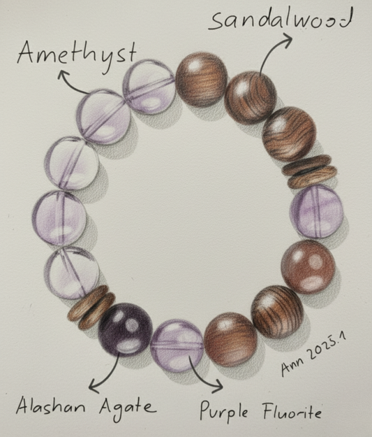 The Art of Grounding: Designing the Sandalwood Amethyst Bracelet - Annflora