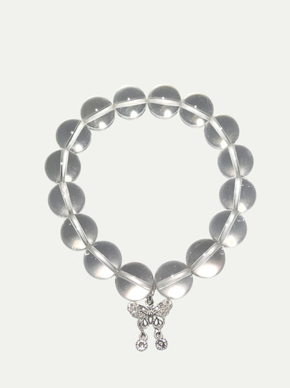 Silver Butterfly White Crystal Bracelet