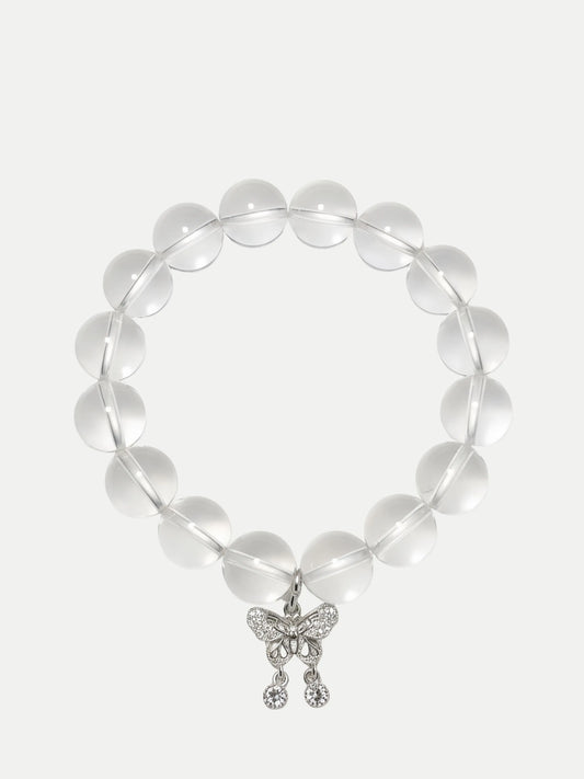 Silver Butterfly White Crystal Bracelet Annflora