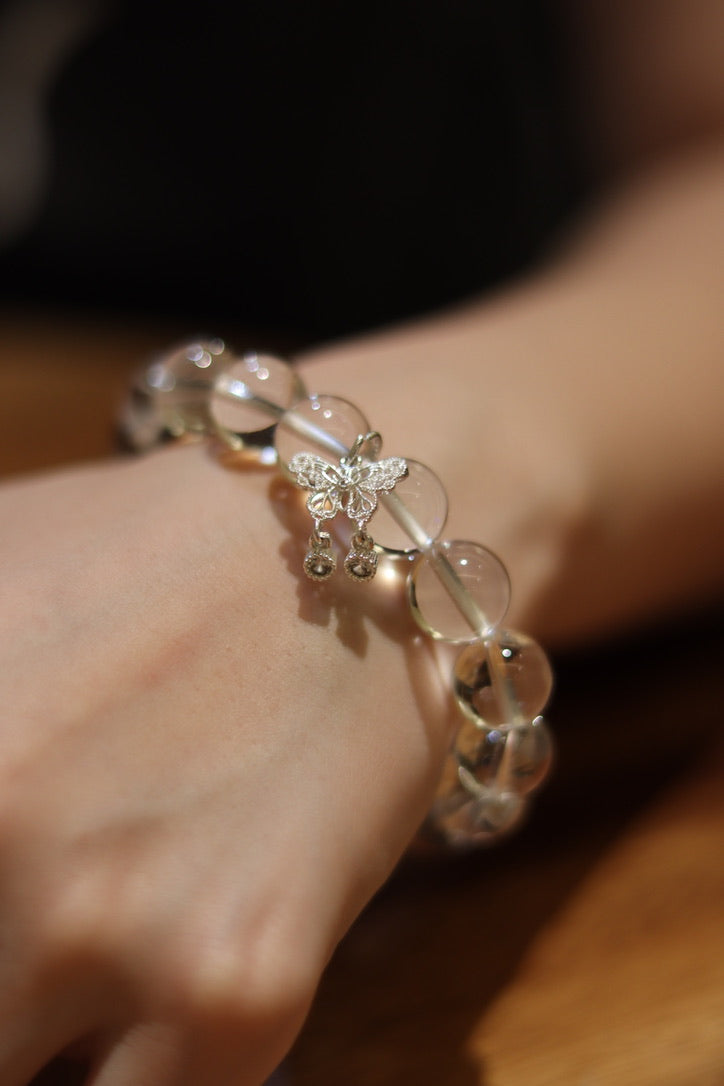 Silver Butterfly White Crystal Bracelet