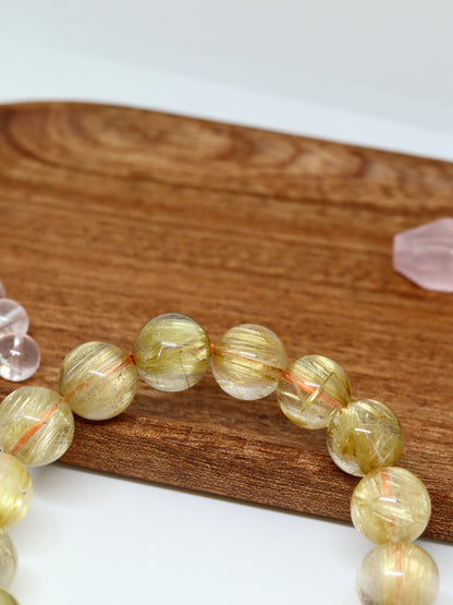 Plain Golden Rutilated Quartz Bracelet