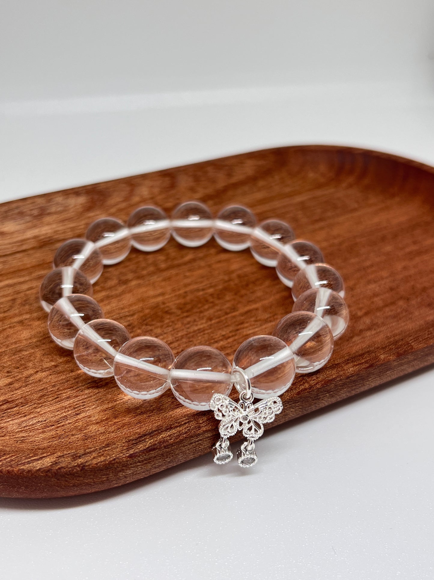 Silver Butterfly White Crystal Bracelet