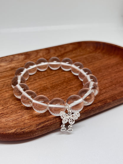 Silver Butterfly White Crystal Bracelet