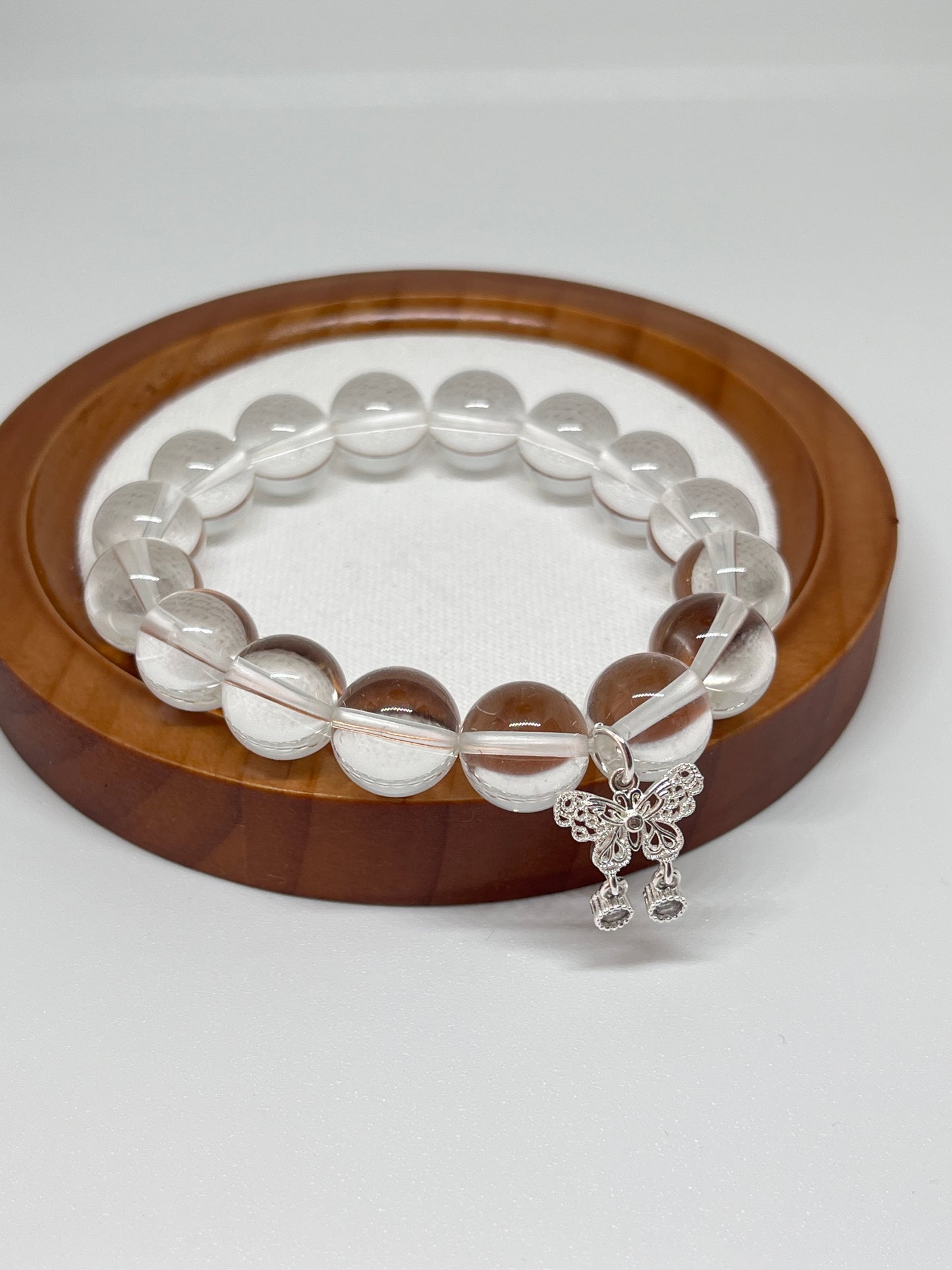 Silver Butterfly White Crystal Bracelet