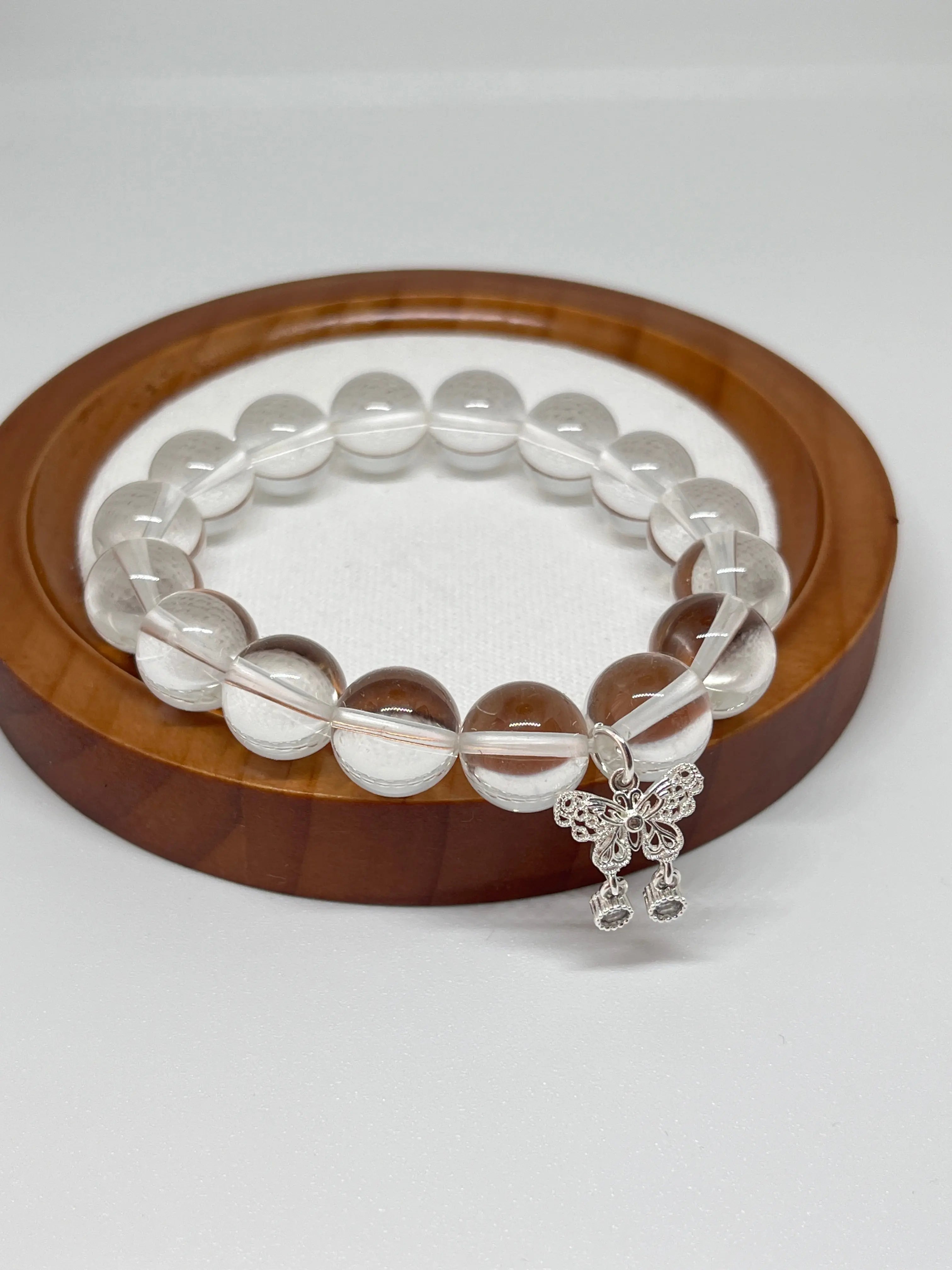 Silver Butterfly White Crystal Bracelet Annflora