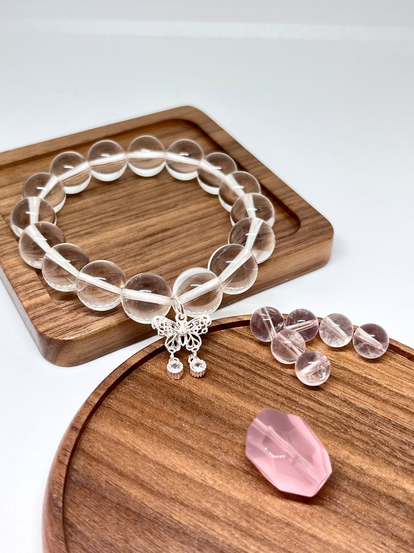 Silver Butterfly White Crystal Bracelet
