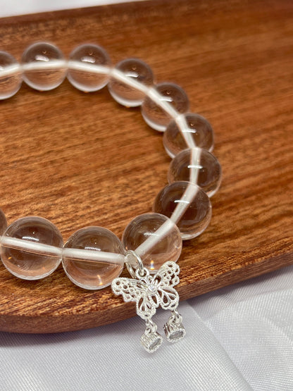Silver Butterfly White Crystal Bracelet